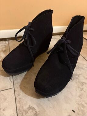 Pedro Garcia black suede lace-up wedges